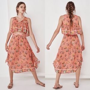 NWT Spell Posy Tie Side Skirt in Peach, Small